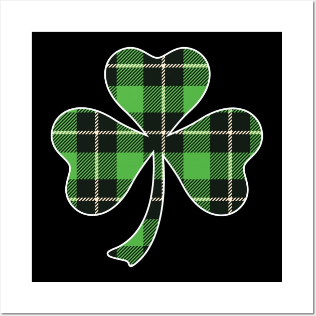 Green Plaid Shamrock | St. Patrick's Day clover T-Shirt Gift Wall Art by MerchMadness